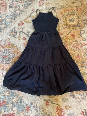 Universal Thread Black Tiered Midi Dress with Knit Waistband